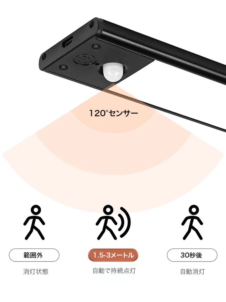 AkariSense™ 人感センサー付き3色調光LEDライト｜USB充電式・3本セット