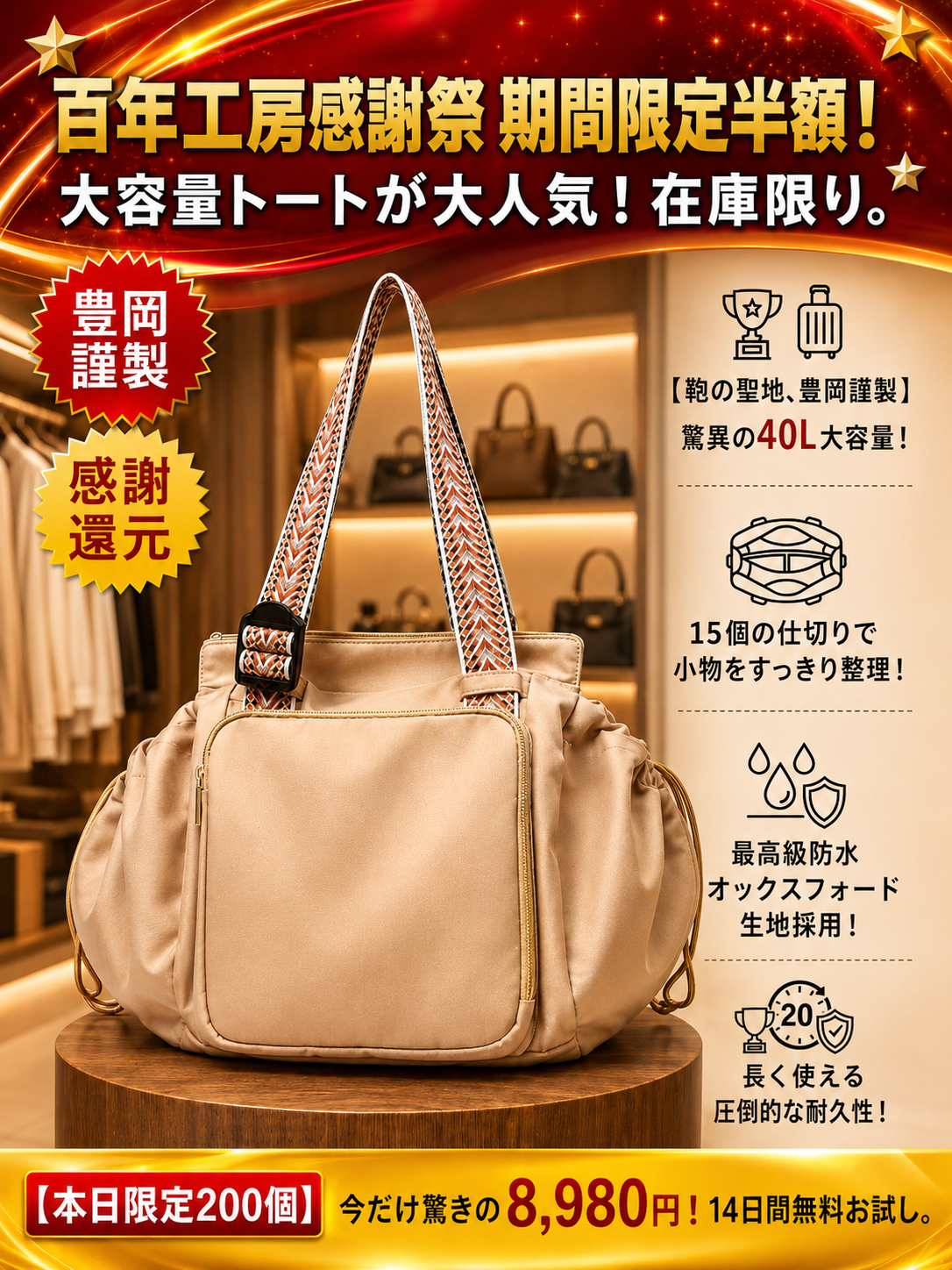 15ポケット 3WAY多機能バッグ